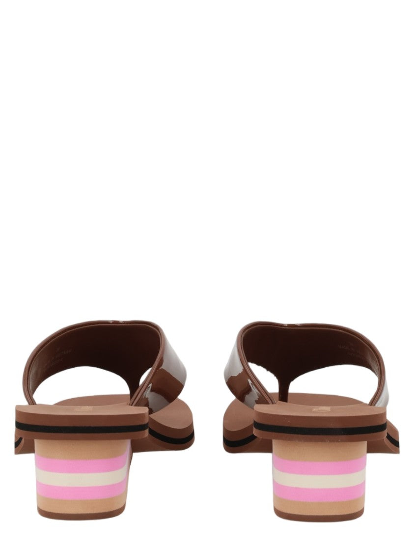 Chloé Swimming Cool Thong Block Heel Leather Sandals