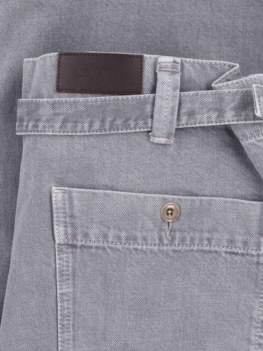 Lemaire Grey Vintage Wash Wide-Leg Cotton Trousers