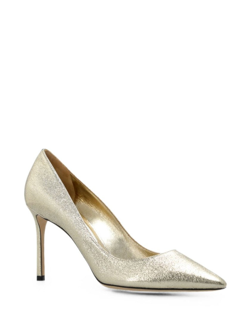 Jimmy Choo Silver Pointed Toe Metallic Finish Stiletto Pumps