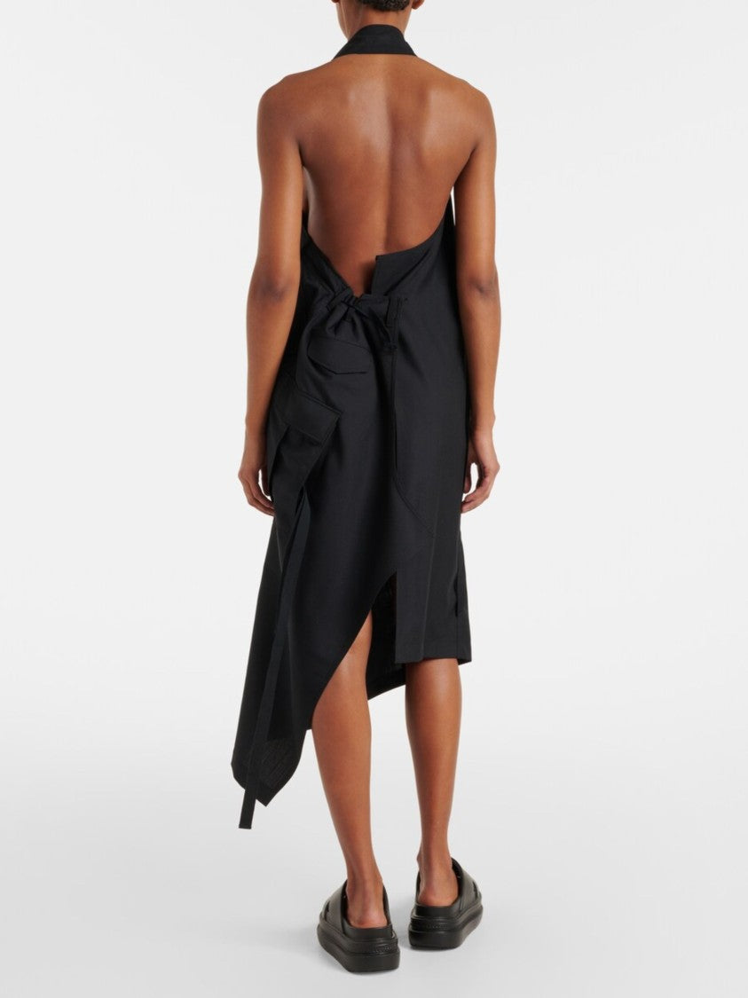 Junya Watanabe Black Halterneck Utility Pockets Midi Dress