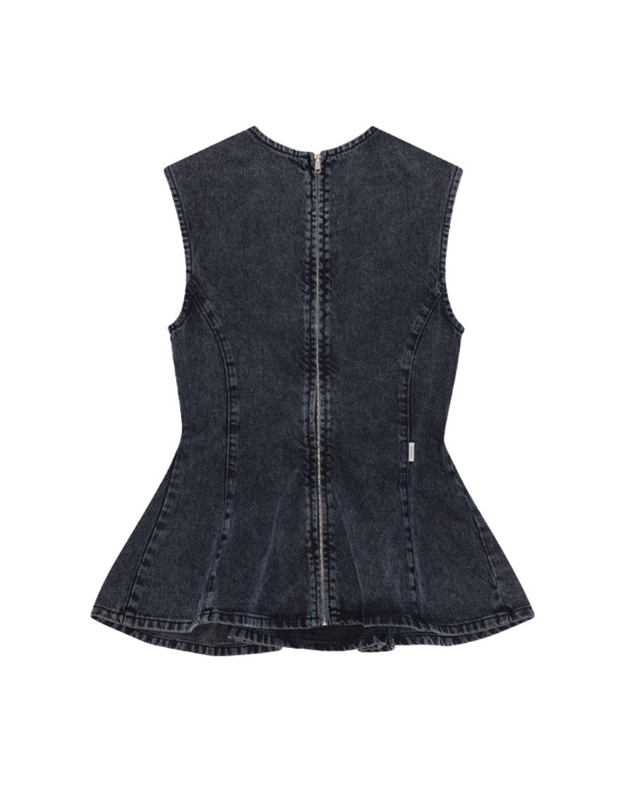 Remain Peplum Top – Black Denim