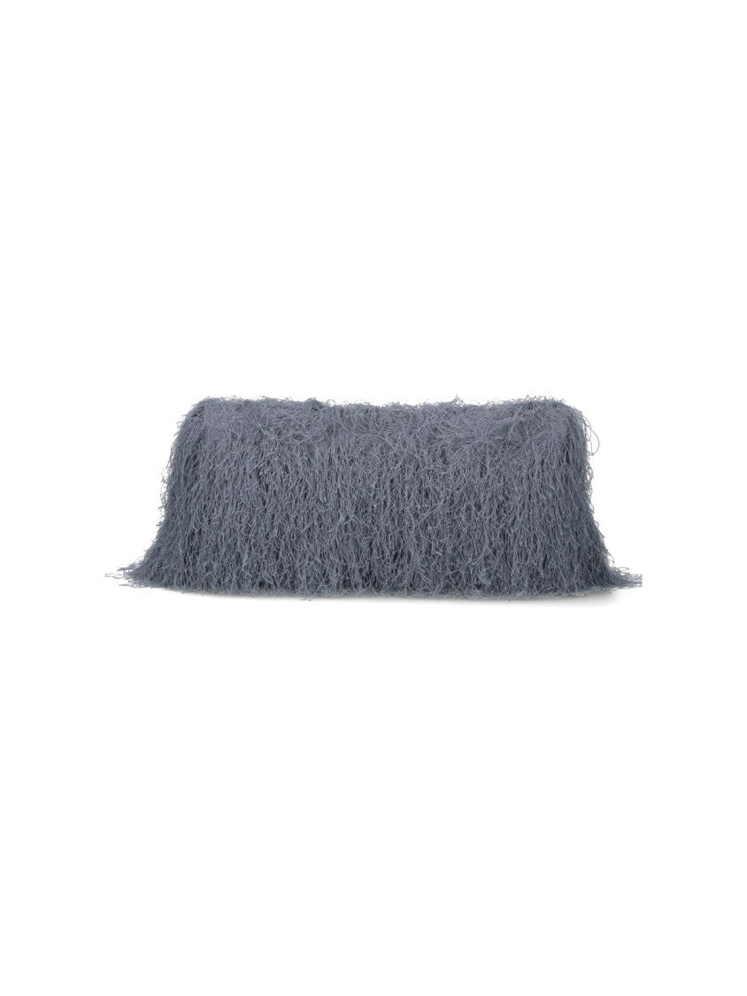 Dries Van Noten Fringe-Textured Grey Leather Shoulder Bag