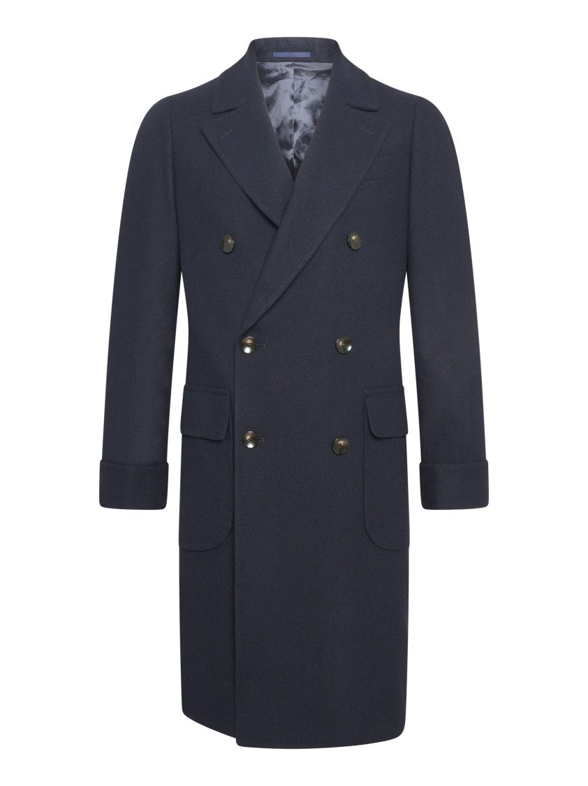Franzese Collection Double-Breasted Navy Wool Coat