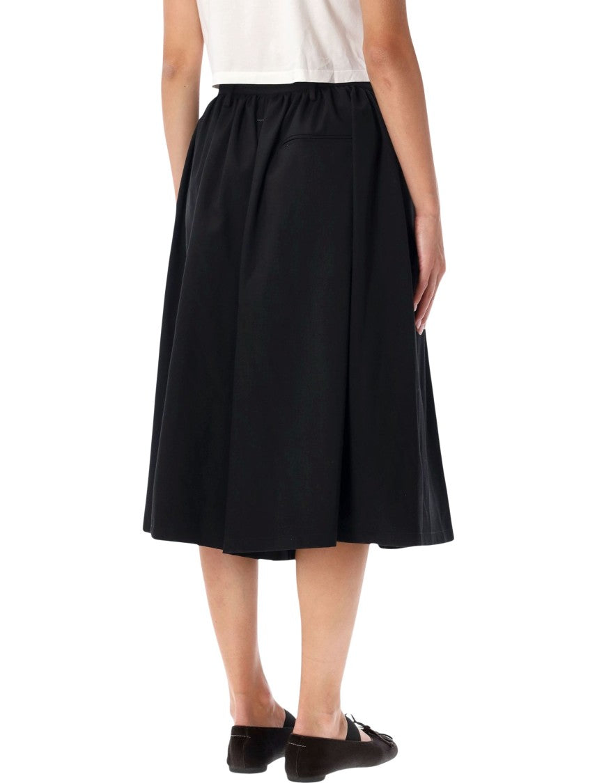 Mm6 By Maison Margiela Fluid Wide-Leg Bermuda Skirt With Gathered Waistband