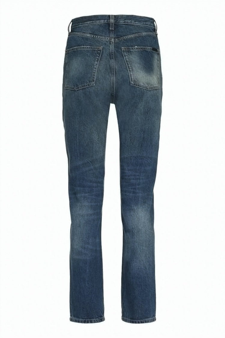 Saint Laurent Mid-Rise Denim Pants With Classic Five-Pocket Design