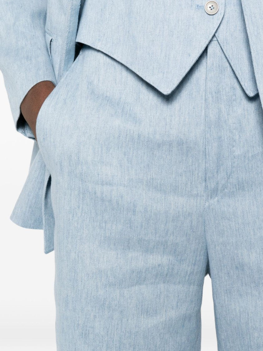 Tagliatore Double-Breasted Sky Blue Jacket With Notched Lapels