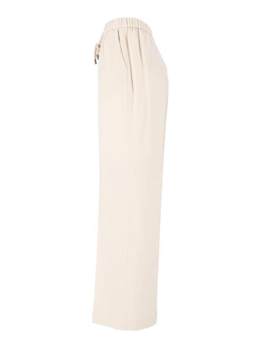 Peserico Relaxed High Elastic Waist Wide-Leg Pants