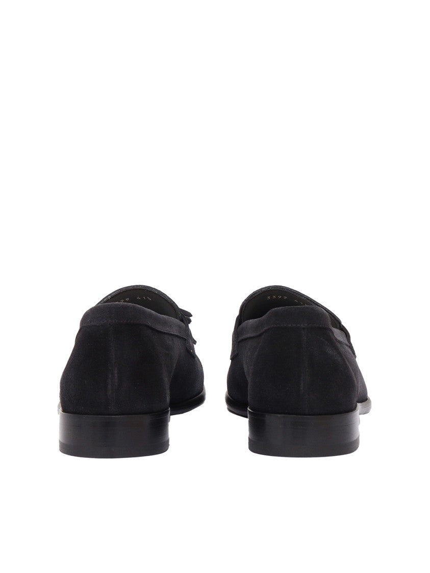 Doucal's Refined Black Calfskin Moccasin Loafers