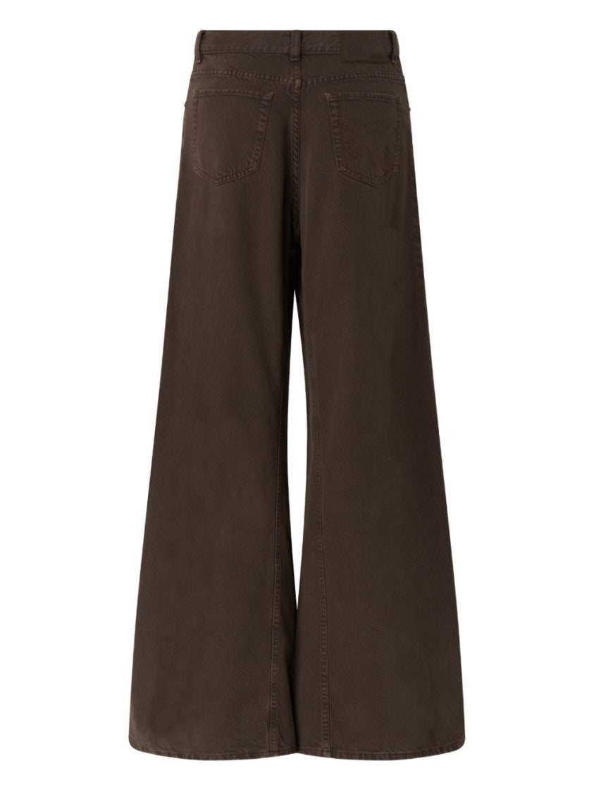 Pinko Brown Vertical Seam Wide-Leg Pants