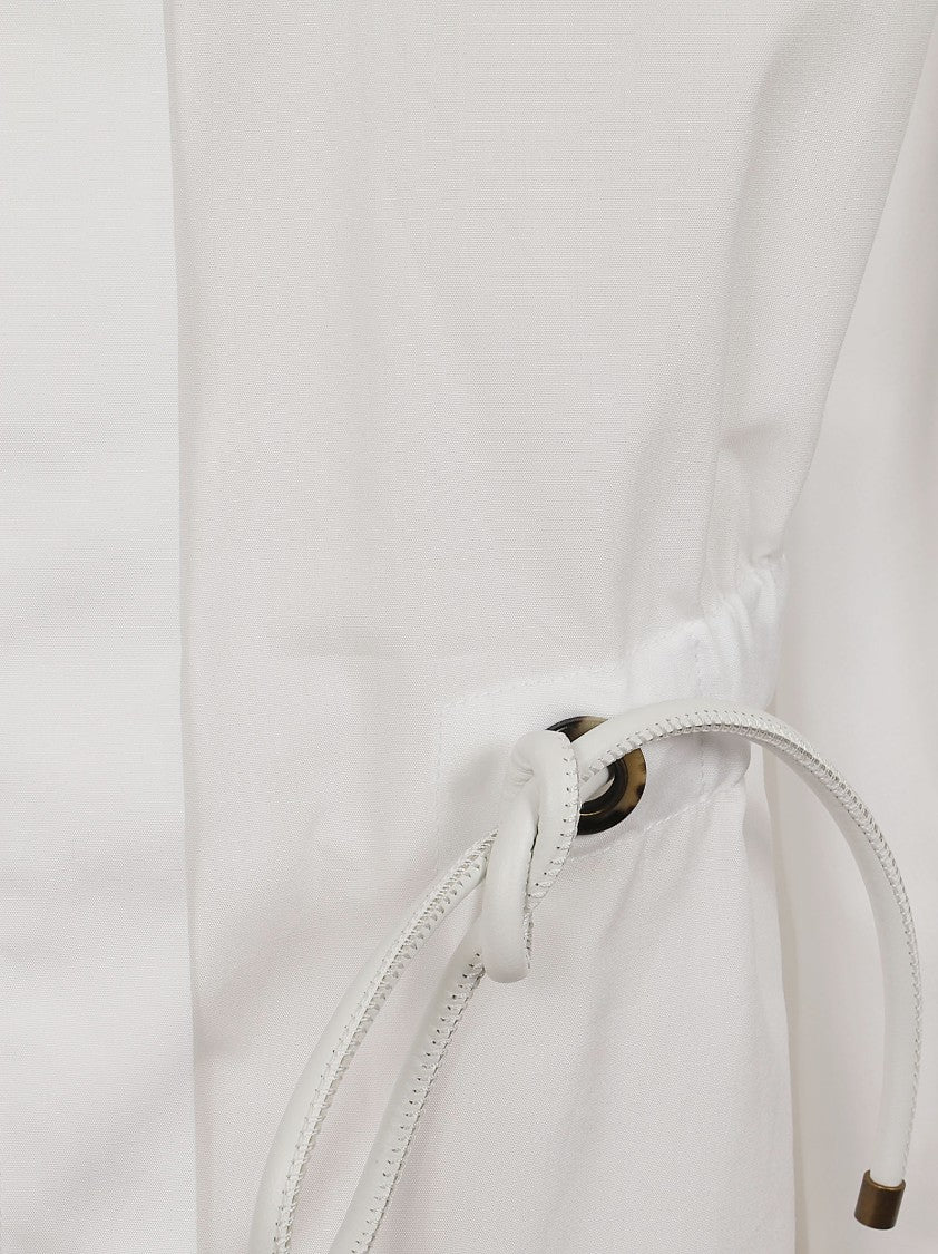 Max Mara Tazzina Shirt With Adjustable Drawstring Waist And Leather Accents