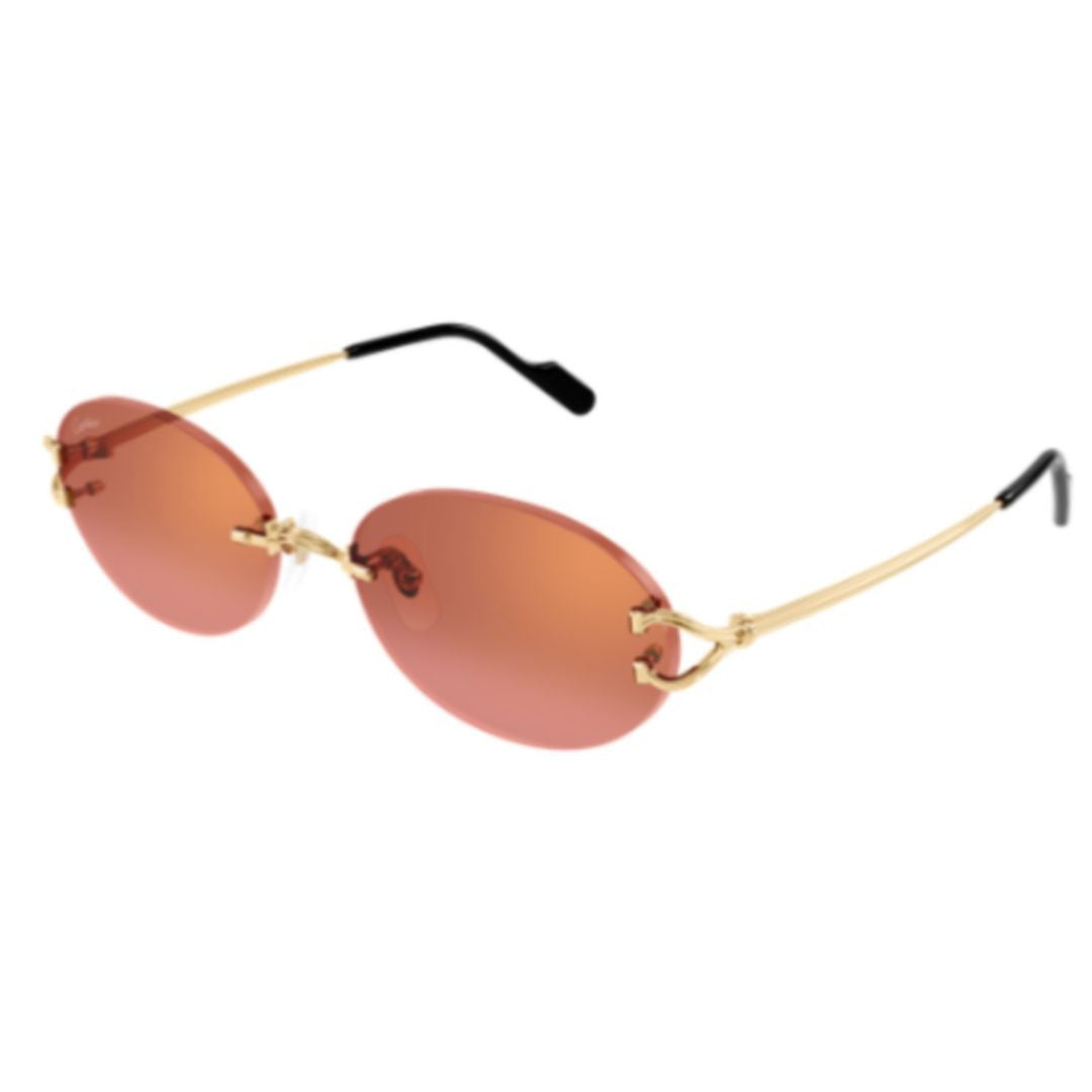Cartier Oval Rimless Sunglasses With Gold Temples