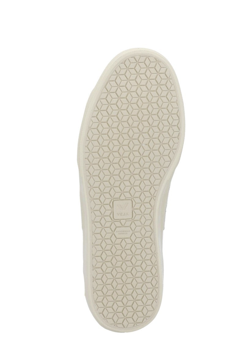 Veja Minimalist White Leather Campo Sneakers With Suede Inserts