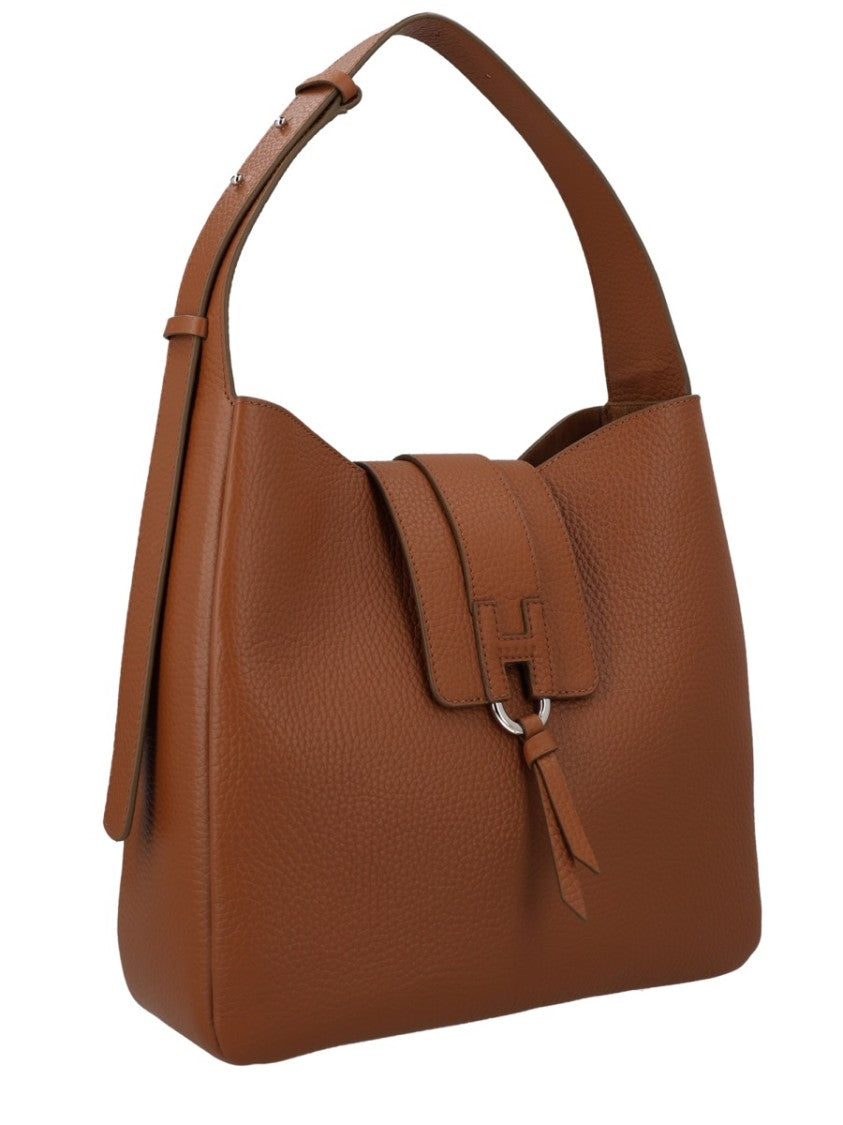 Hogan Trend Calfskin Tassel Flap Hobo Bag