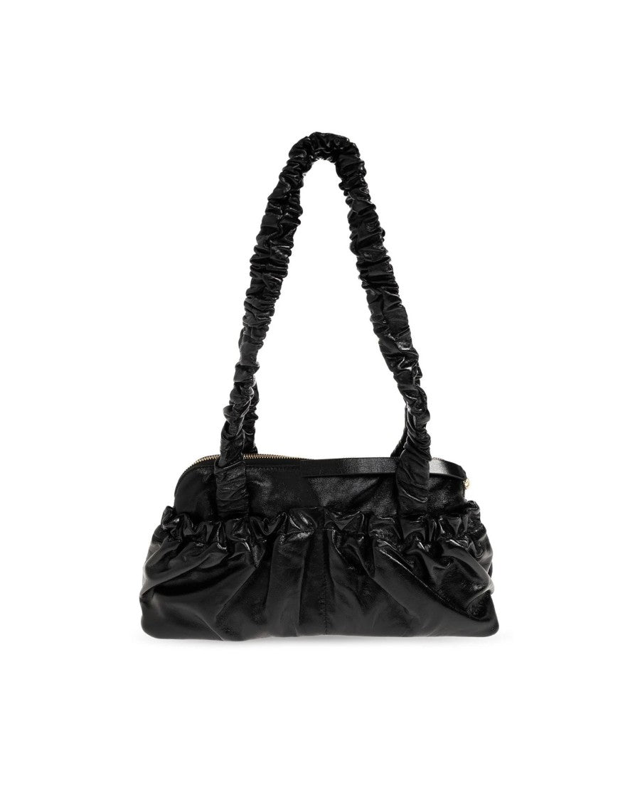 Marni Black Gathered Leather Shoulder Bag