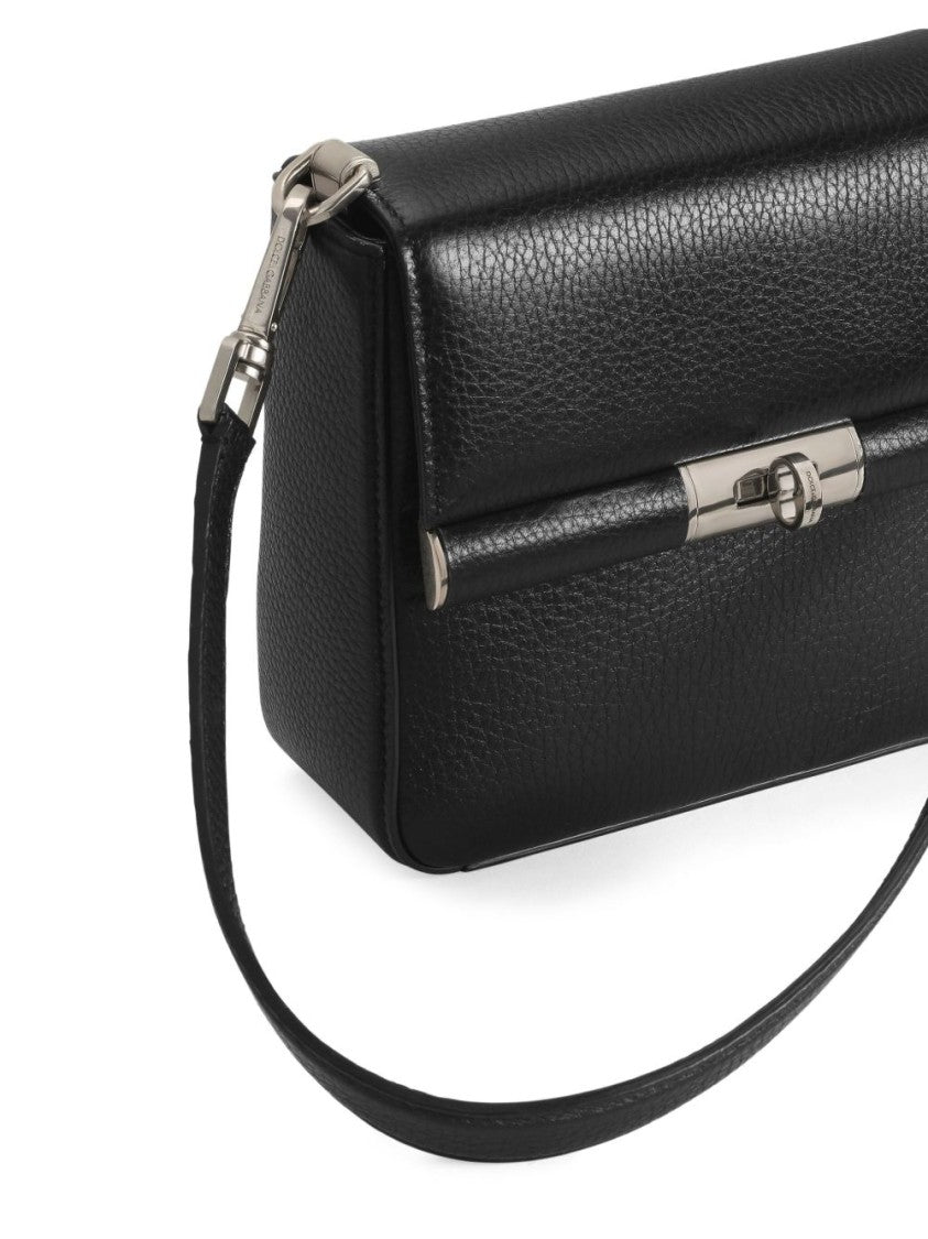 Dolce & Gabbana Structured Black Bag With Twist-Lock Fastening