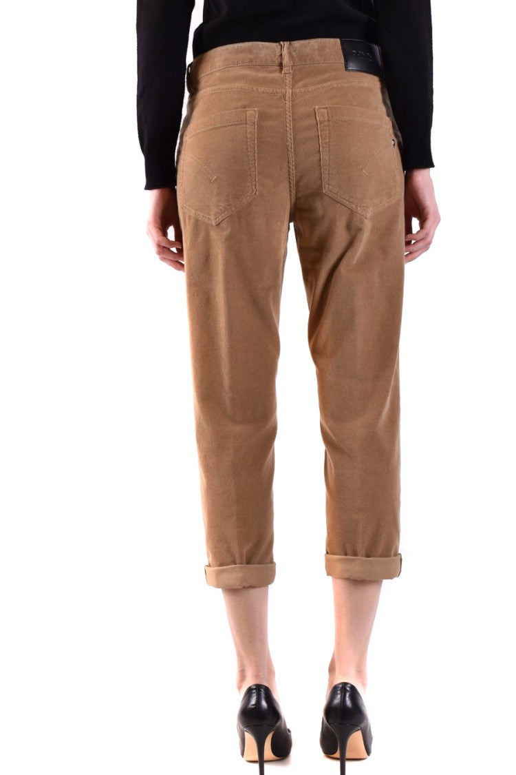 Dondup Cropped Beige Button-Front Rolled Hem Jeans