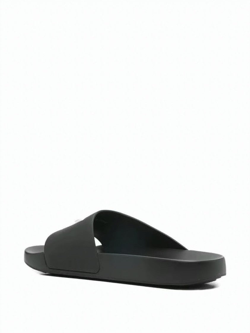 Givenchy Black Matte-Finish Logo Patch Slide Sandals