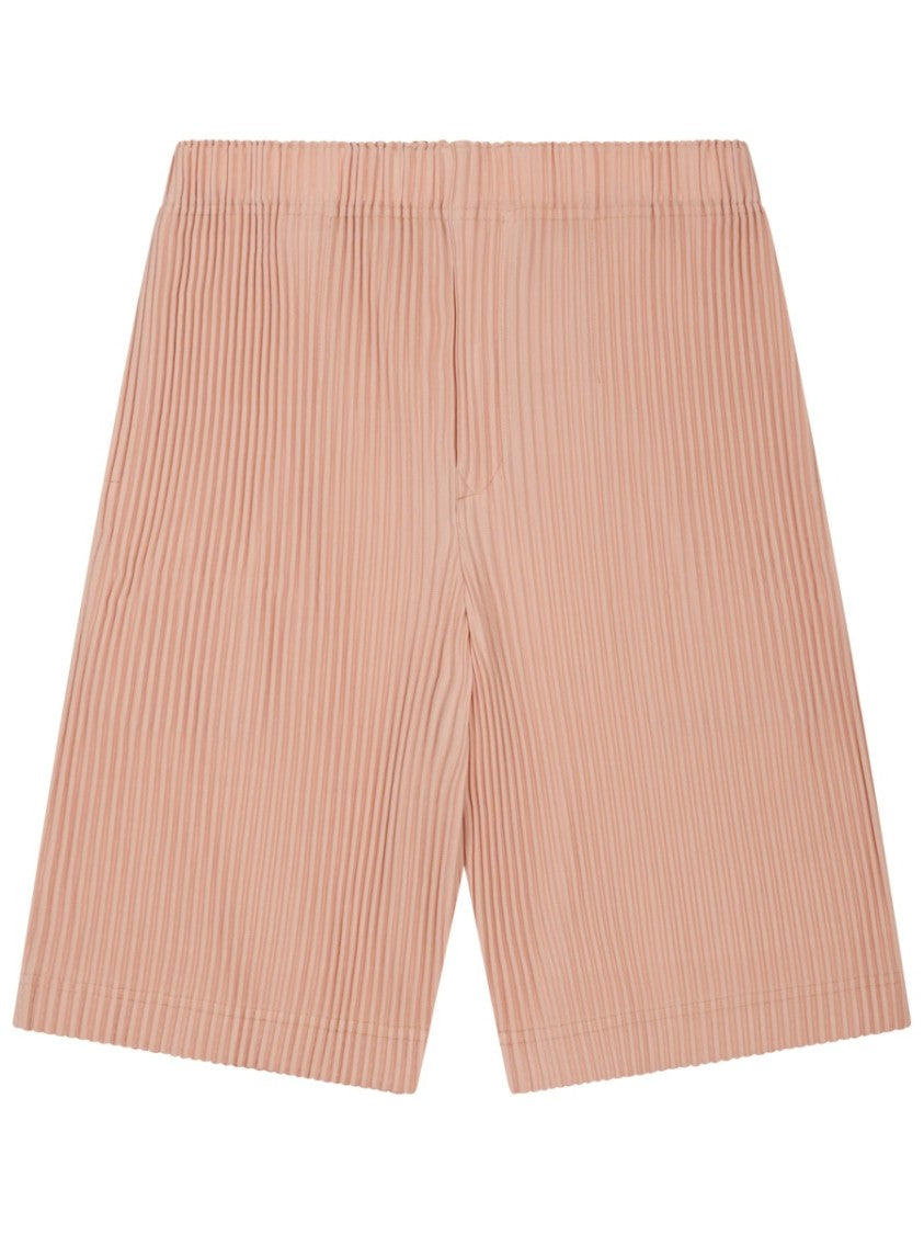 Homme Plissé Issey Miyake Pleated Neutrals Shorts With Elastic Waistband