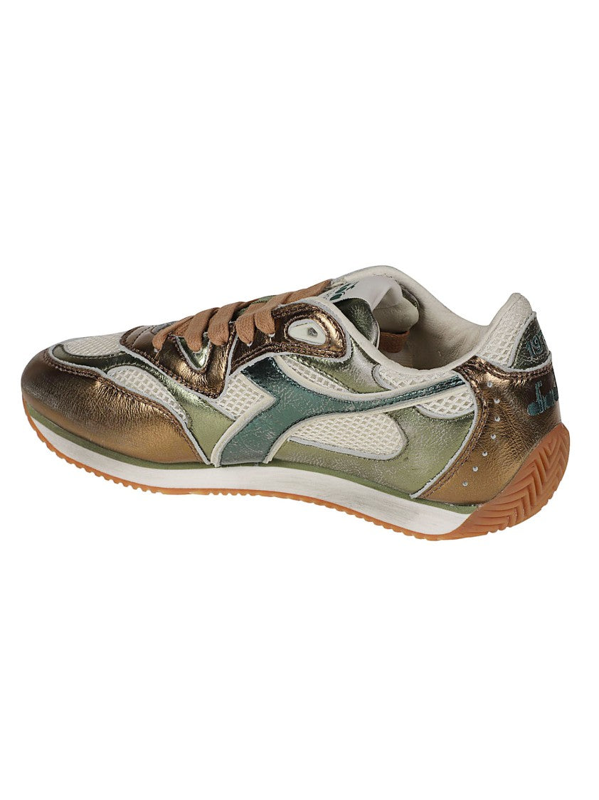 Diadora Equipe Revenge Metal Leather-Blend Low-Top Sneakers