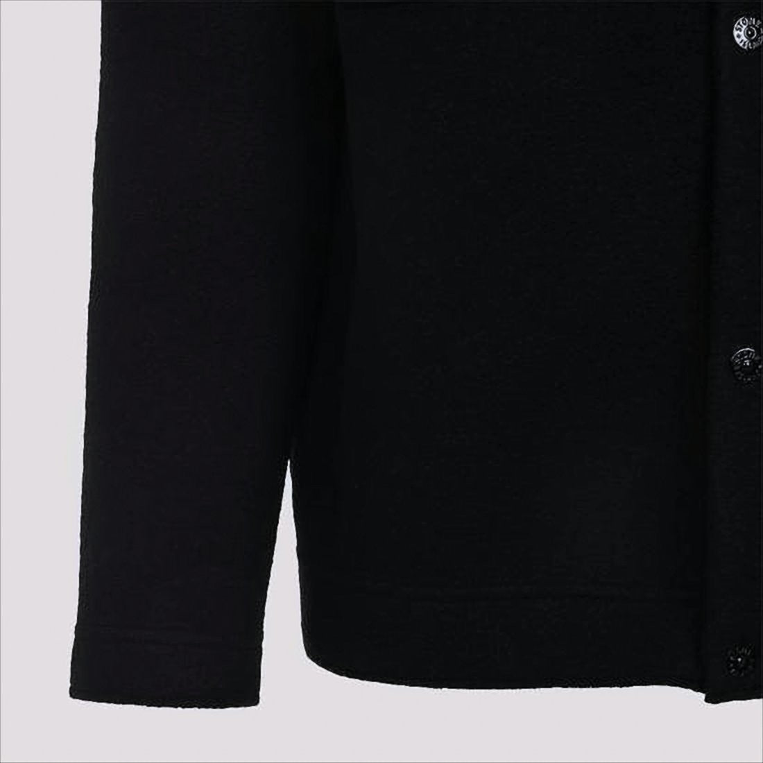 Stone Island Classic Black Wool Jacket With Shirt-Style Design