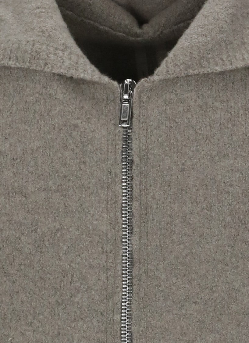 Rick Owens Grey Textured Hooded Sweatshirt