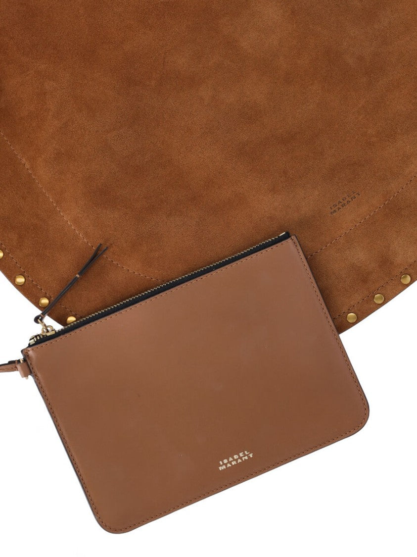 Isabel Marant Brown Oskan Soft Studded Suede Hobo Bag