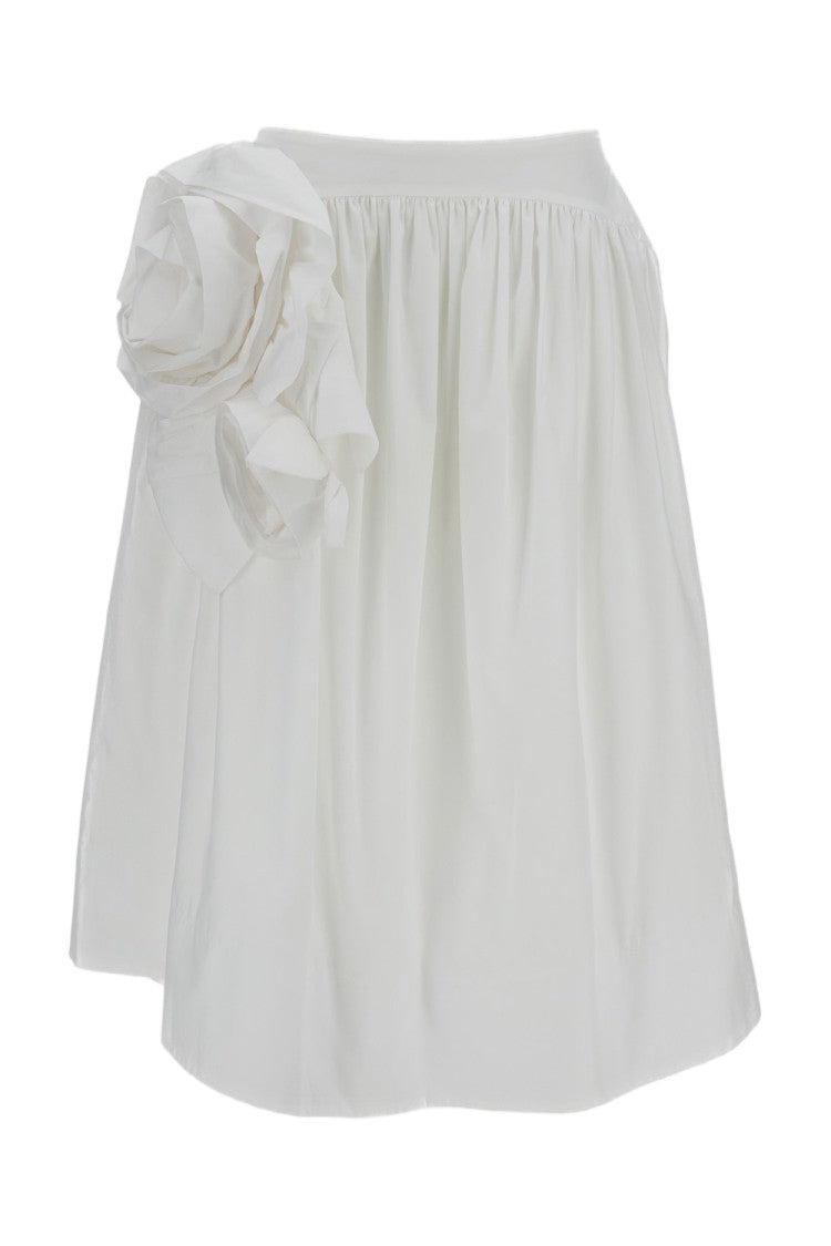 Simone Rocha White Pressed Rosette 3D Floral Midi Skirt