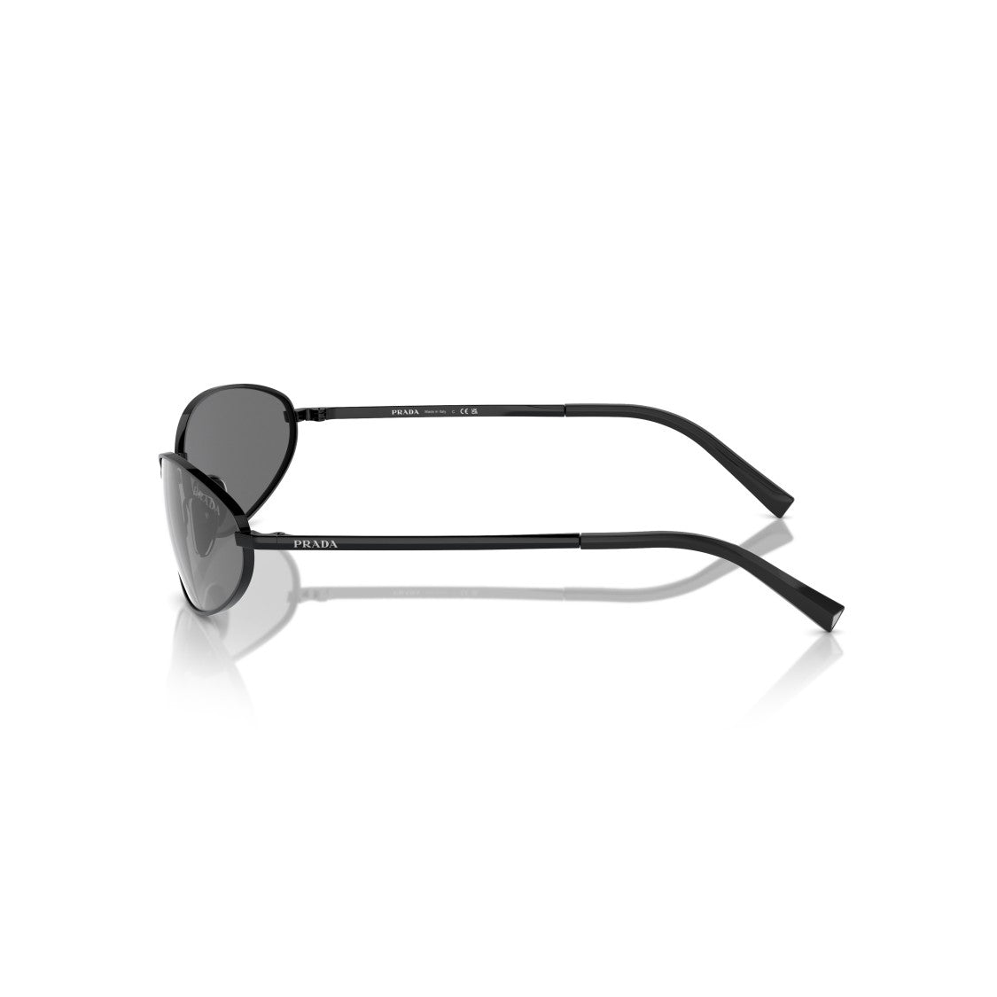 Prada Black 0Pr A59s Oval Frame Steel Sunglasses