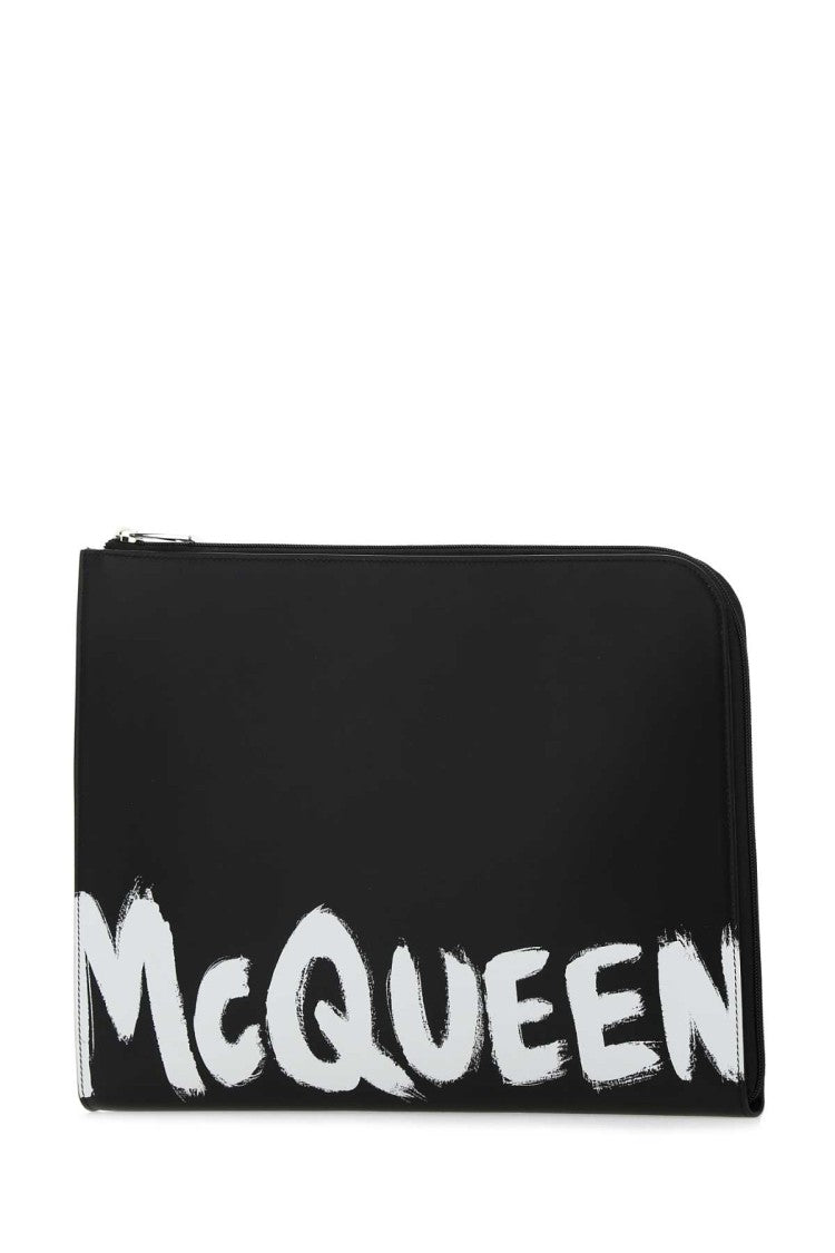 Alexander Mcqueen Black Leather Document Holder