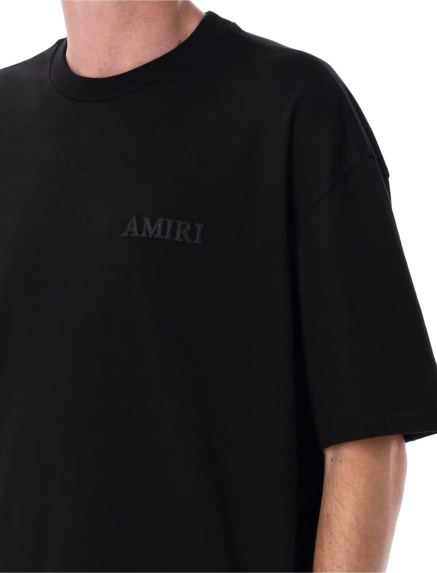 Amiri Black Oversized Tee With Relaxed Fit And Dropped Shoulders