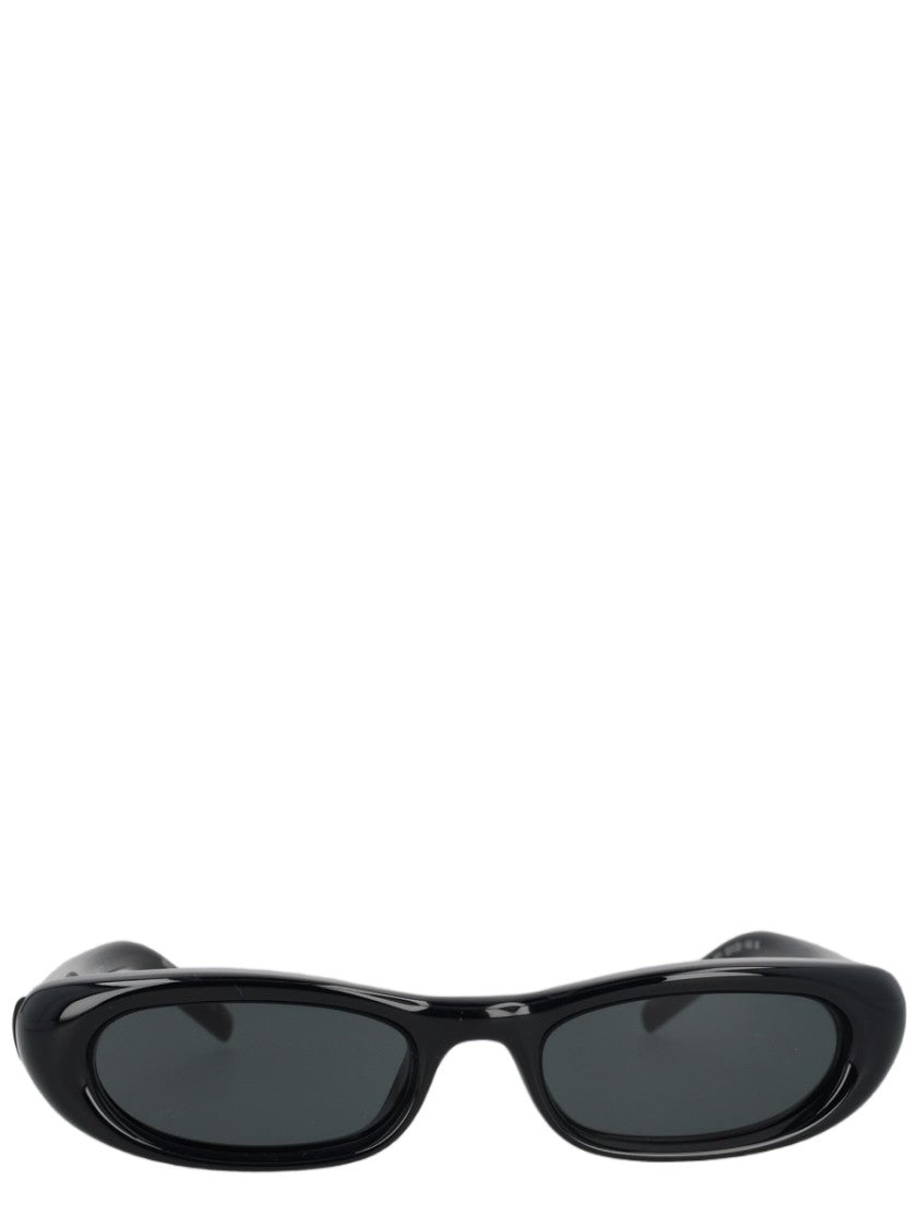 Saint Laurent Narrow Oval Frame Sunglasses With Glossy Finish