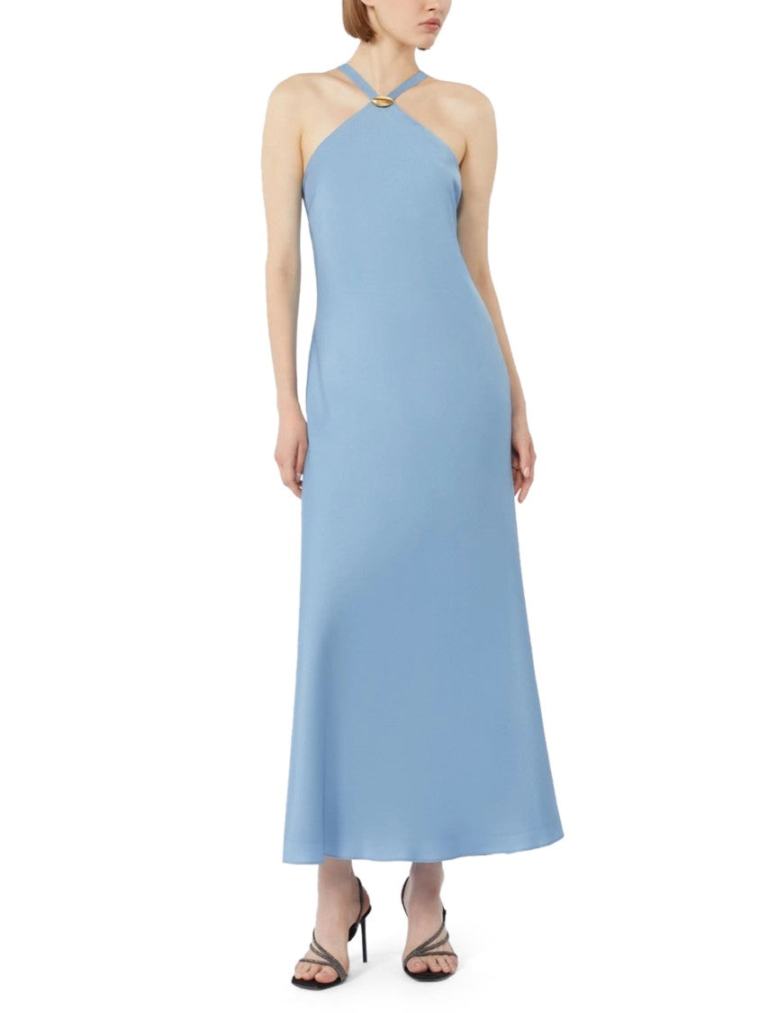 Max Mara Halter Neck Midi Dress With Metallic Ring Detail