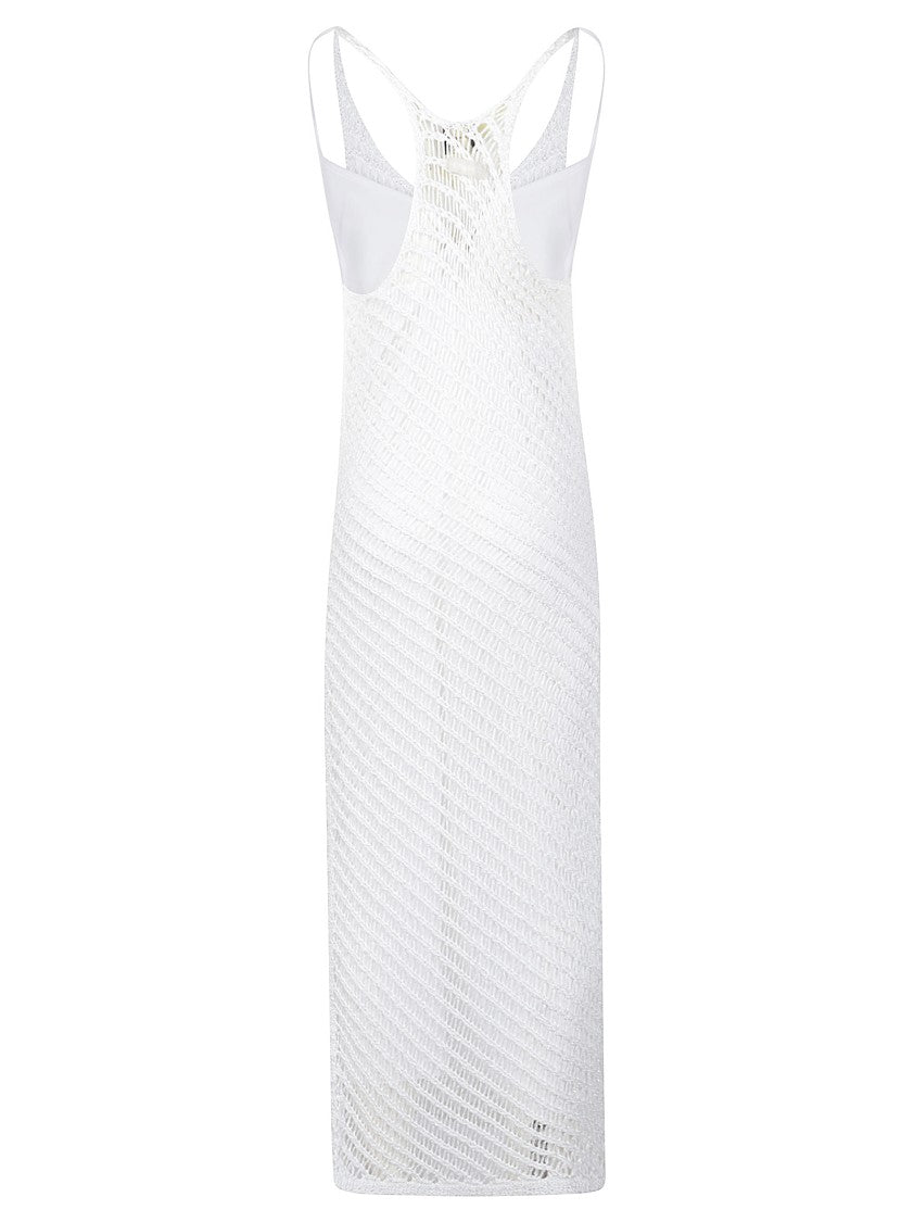 Pinko Miraggio Textured White Midi Dress