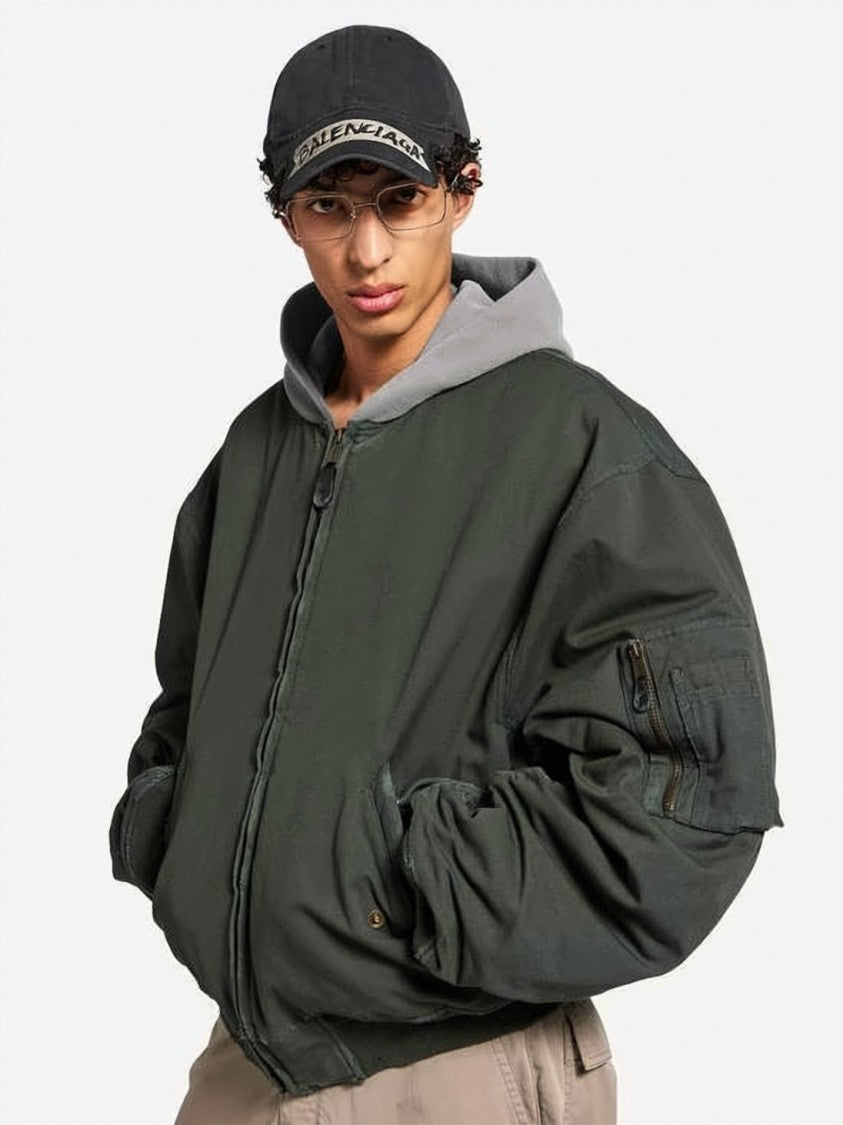Balenciaga Cropped Oversized Bomber Jacket