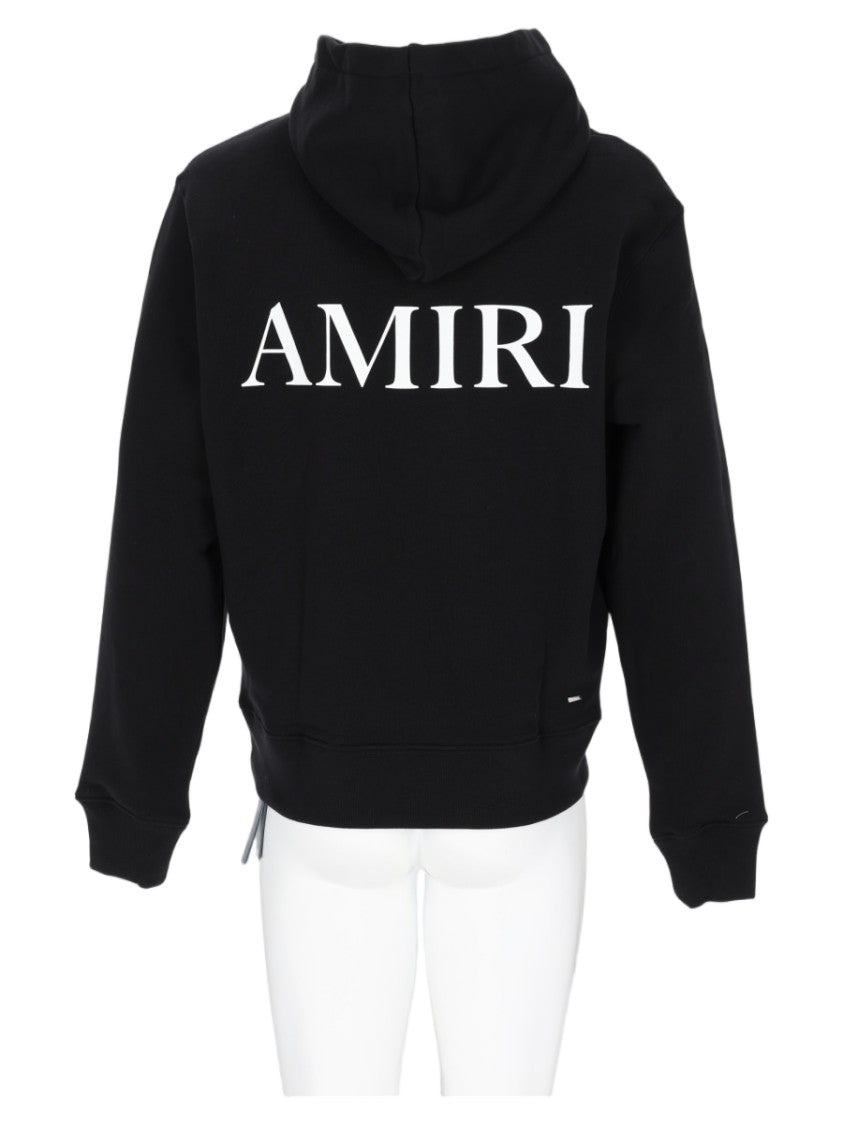 Amiri Black Hooded Kangaroo Pocket Logo Sweatshirt