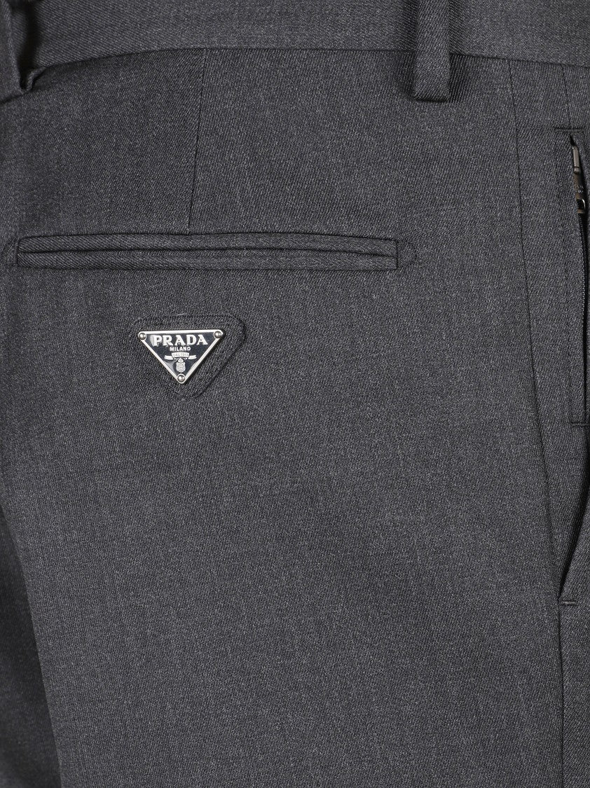 Prada Tailored Anthracite Trousers With Classic Waistband