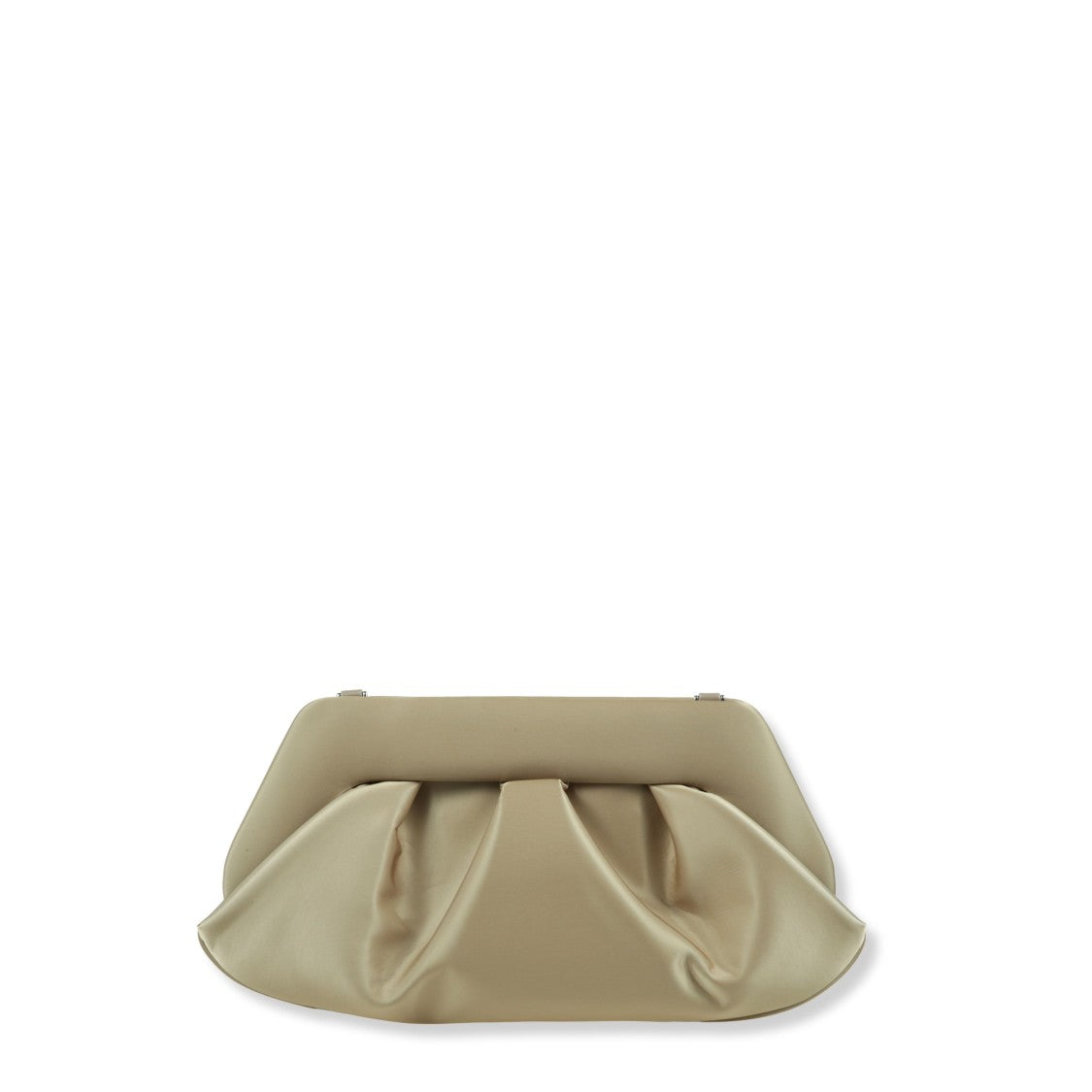 Themoirè Structured Satin Handbag In Soft Oyster Shade