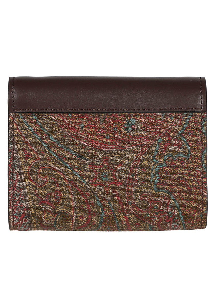 Etro Etro Trifold Wallet In Paisley Print With Leather Trim