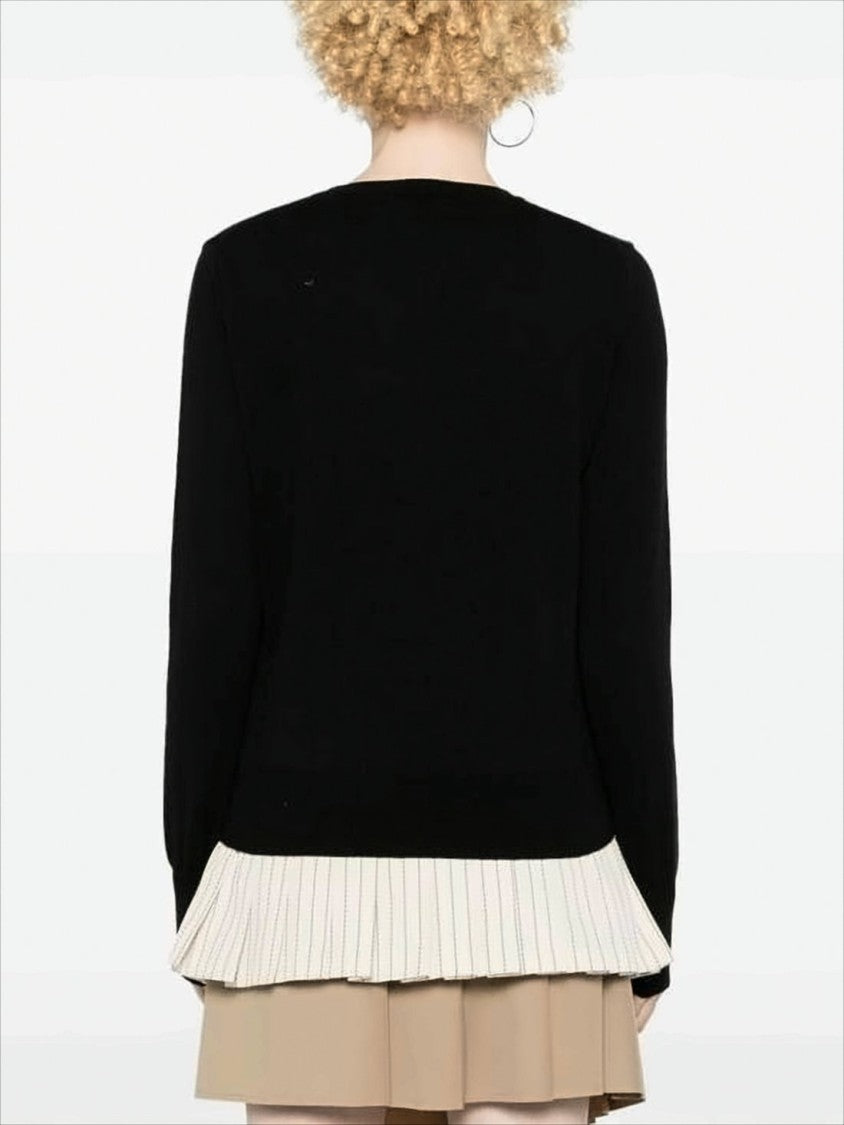 Vivienne Westwood Black Knit Sweater With Cream Pleated Hem