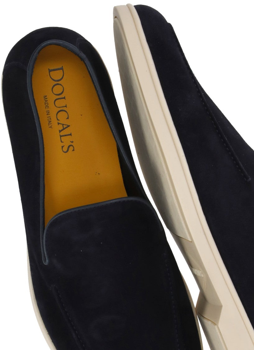 Doucal's Blue Suede Leather Loafers