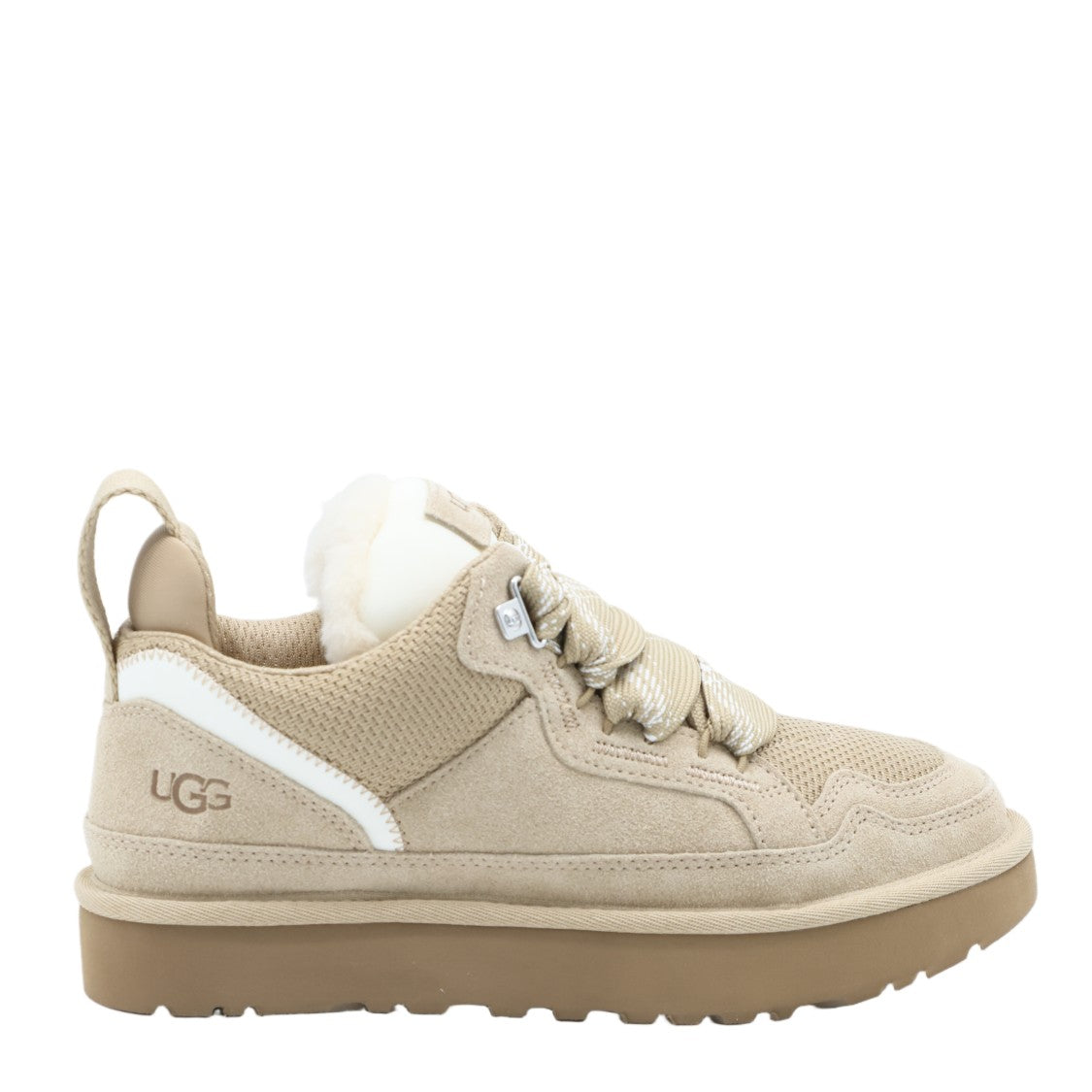 Ugg Beige Suede And Mesh Sneakers With Chunky Sole