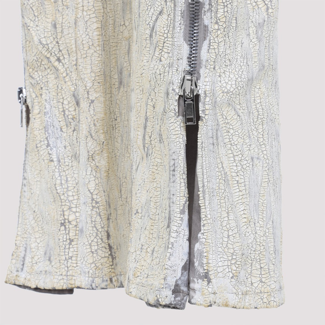 Rick Owens Textured White Slim-Fit Jeans With Side Zippers