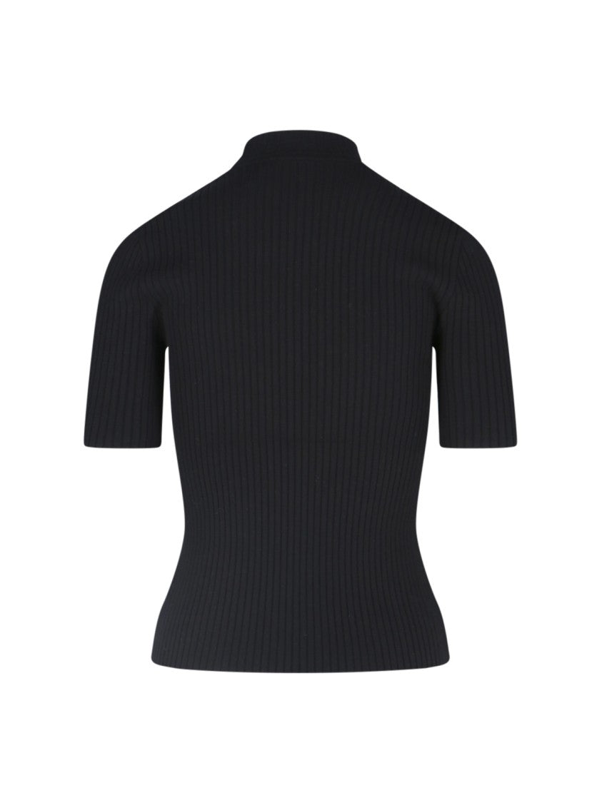 Courrèges "Reedition" Ribbed Top – Black
