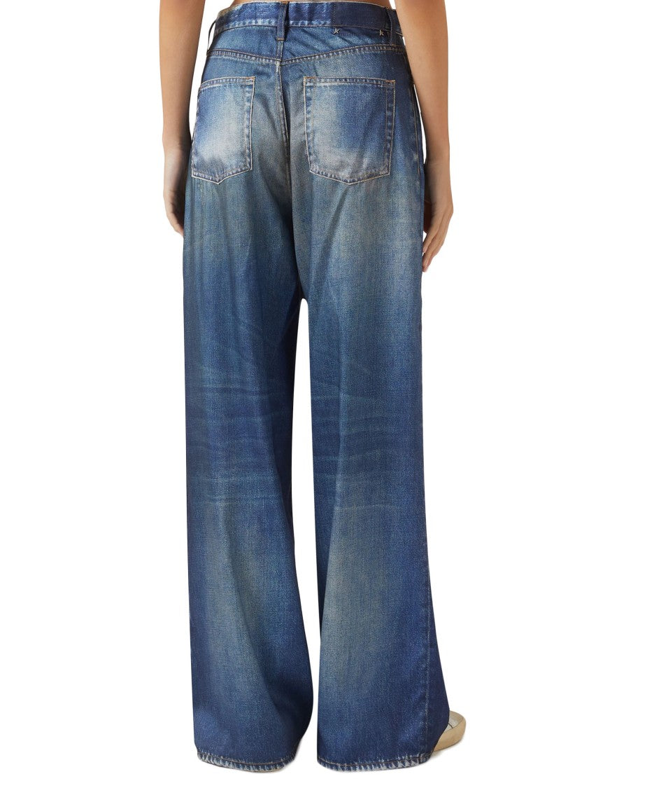 Gucci Mid-Blue Boyfriend Pants With Raw Hem Finish
