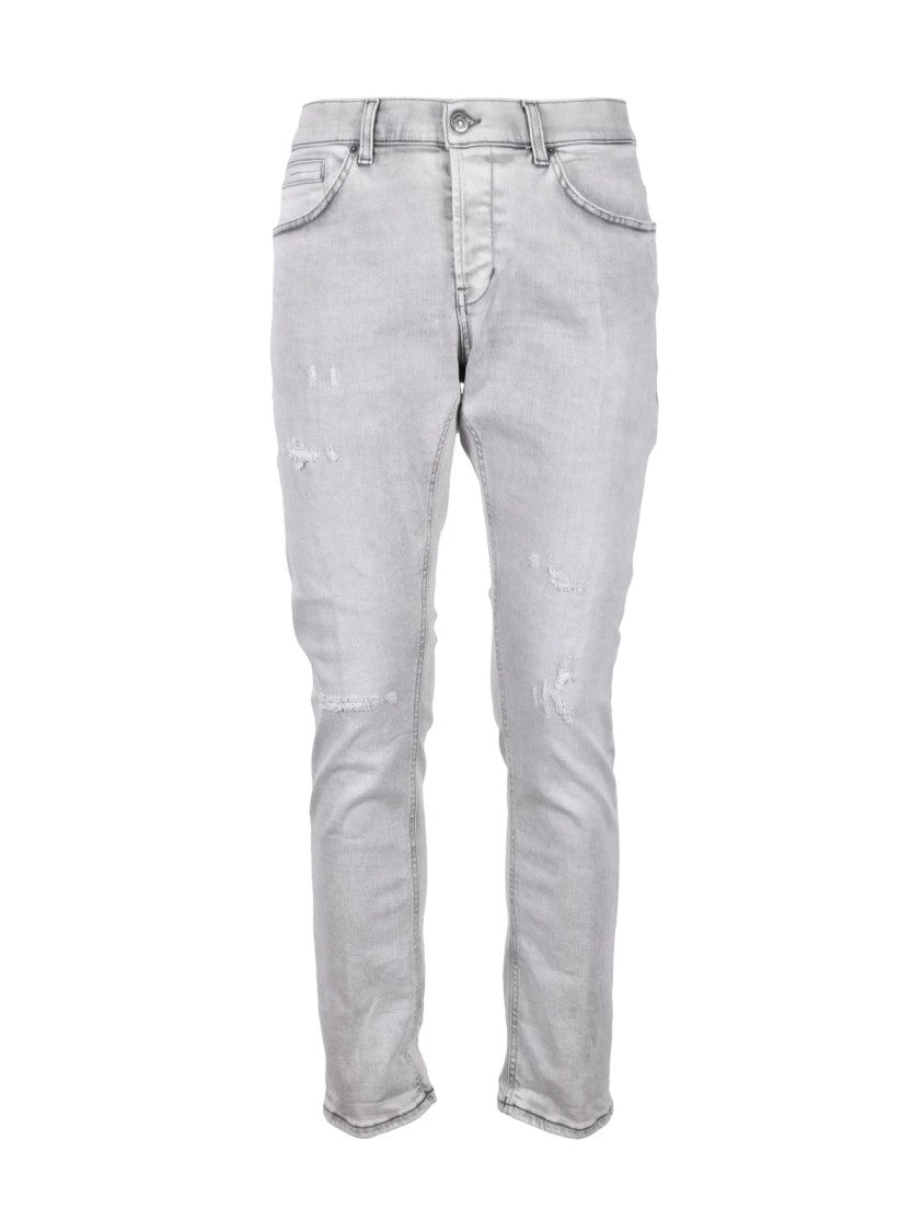 Dondup Light Grey Slim Fit Jeans With Subtle Distressed Detailing
