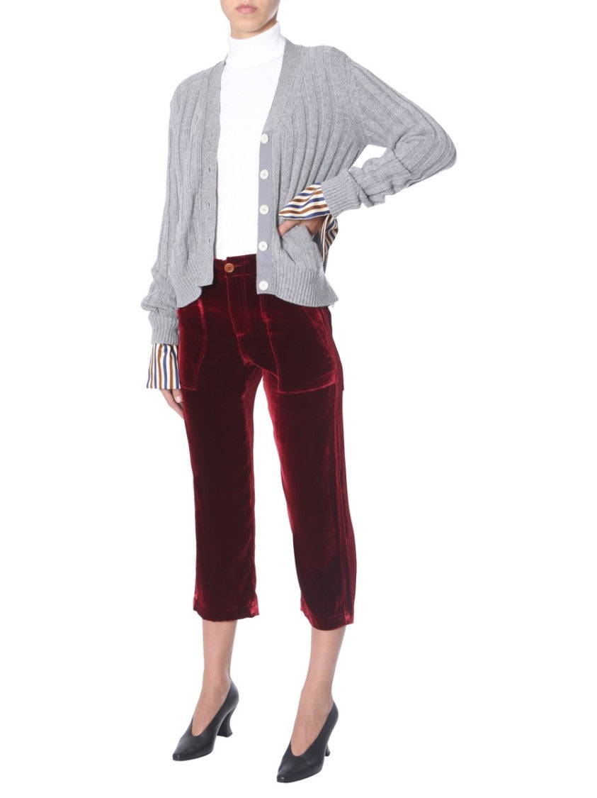 Jejia Burgundy Velvet Cropped Pants