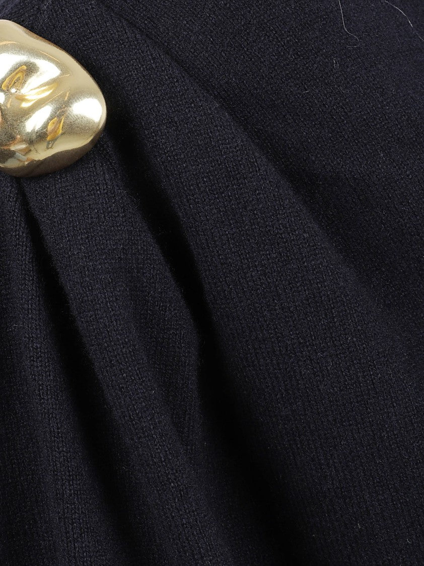 Fabiana Filippi Asymmetrical Navy Blue Knitted Top With Luxurious Texture