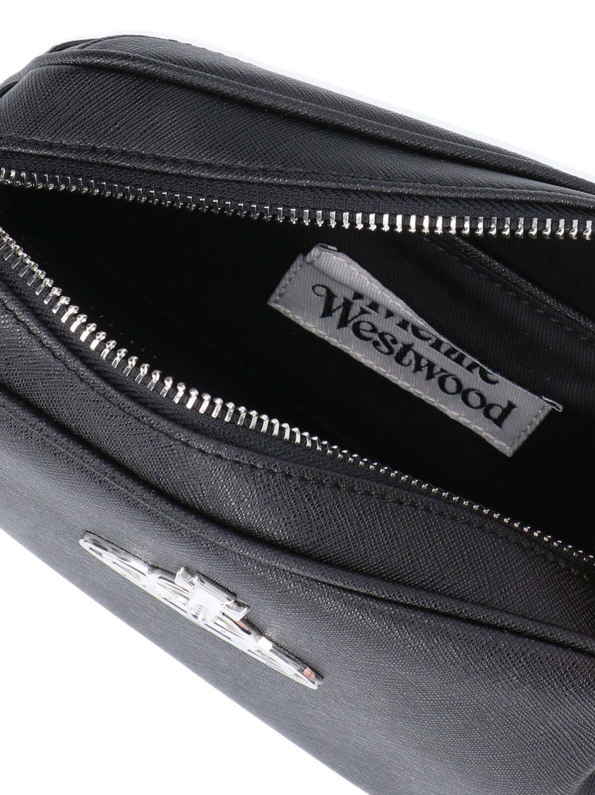 Vivienne Westwood "Anna" Shoulder Bag In Black Cotton Blend