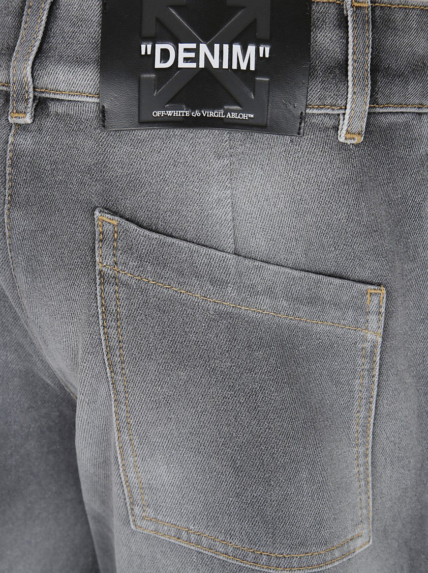 Off-White Washed Grey Denim Cargo Trousers