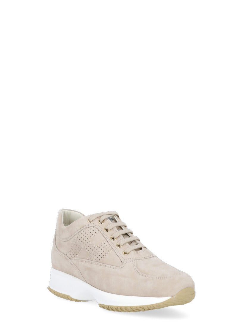 Hogan Beige Interactive Suede Perforated Sneakers